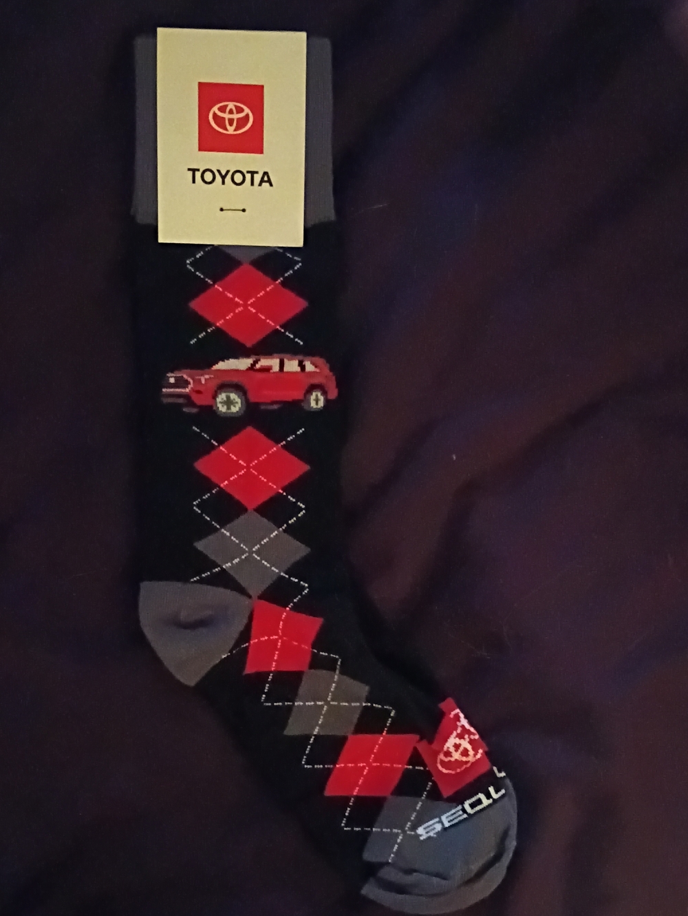 Men’s Black & Red Argyle Crew Socks